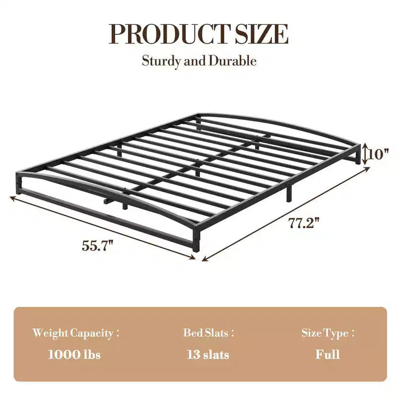 Metal Bed Frame, Platform Bed Frame with Arch Design, Heavy Duty Strong Slats Support, No Box Spring Needed, Easy Assembly