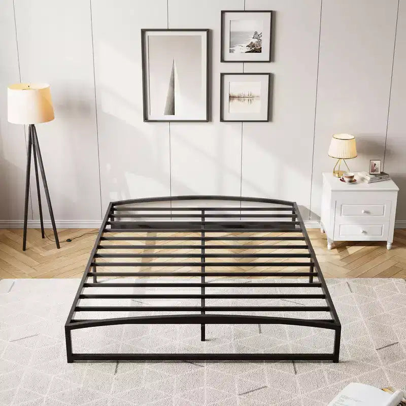 Metal Bed Frame, Platform Bed Frame with Arch Design, Heavy Duty Strong Slats Support, No Box Spring Needed, Easy Assembly