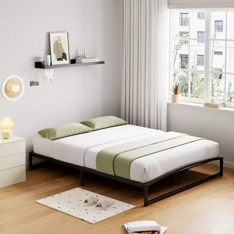 Metal Bed Frame, Platform Bed Frame with Arch Design, Heavy Duty Strong Slats Support, No Box Spring Needed, Easy Assembly