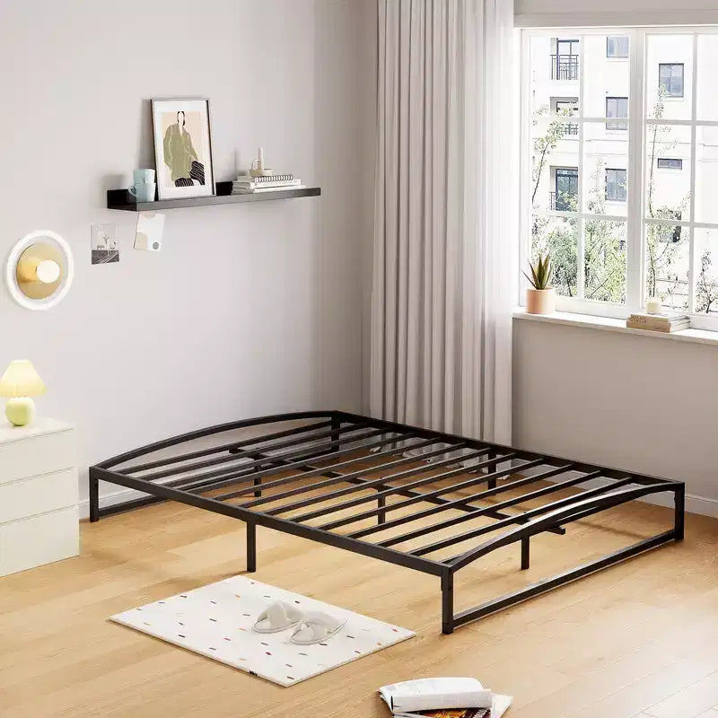 Metal Bed Frame, Platform Bed Frame with Arch Design, Heavy Duty Strong Slats Support, No Box Spring Needed, Easy Assembly