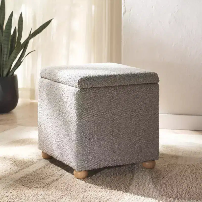 Pouf de rangement en bouclé Becka Square - SFV6101 - Safavieh Couture