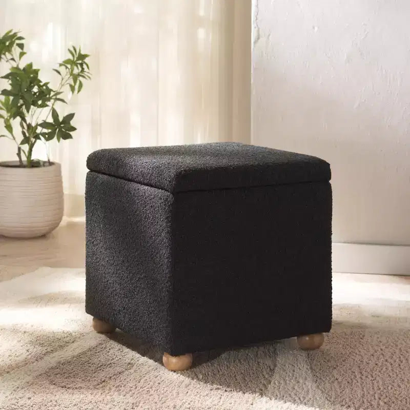 Pouf de rangement en bouclé Becka Square - SFV6101 - Safavieh Couture