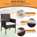 Salon de jardin 4 pièces Celebalcony, ensemble de mobilier de conversation d'extérieur en osier avec coussins et plateau de table en bois pour patio, pelouse, piscine, noir