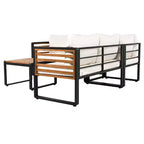 GDFStudio Cameron Patio Modern Acacia Wood & Metal 4-Piece L-Shaped Sectional Sofa Set with Coffee Table and Cushions
