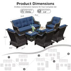 UPTIOT 4-Chair Set with 2 Ottomans & Sofa