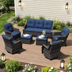 UPTIOT 4-Chair Set with 2 Ottomans & Sofa