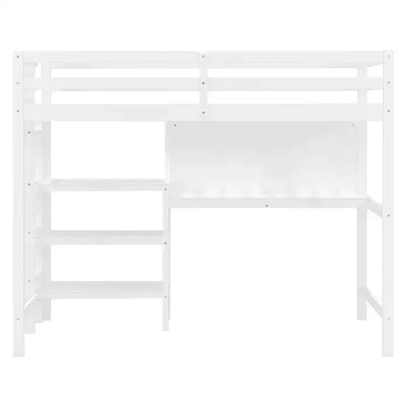 Luxystar Modern Loft Bed with Bookcase, Desk and Writing Board