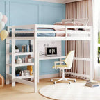 Luxystar Modern Loft Bed with Bookcase, Desk and Writing Board