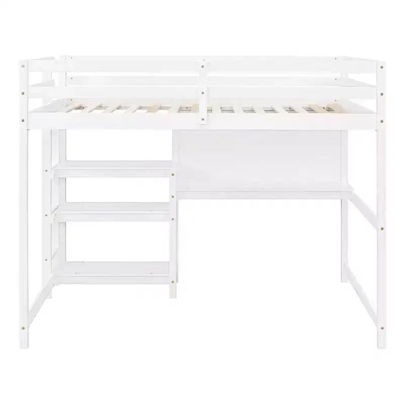 Luxystar Modern Loft Bed with Bookcase, Desk and Writing Board