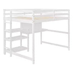 Luxystar Modern Loft Bed with Bookcase, Desk and Writing Board