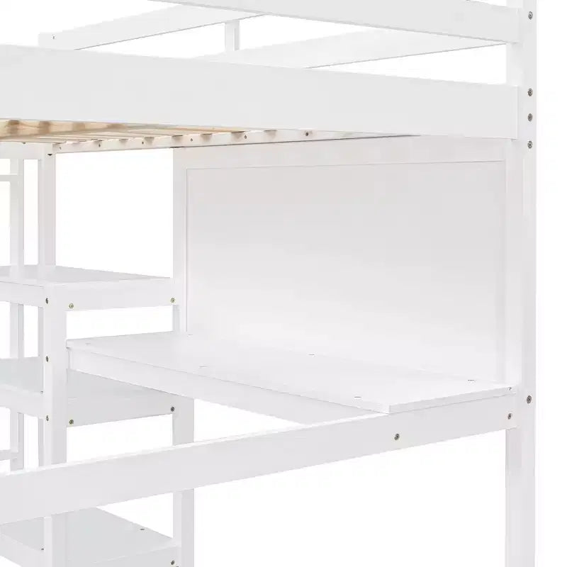 Luxystar Modern Loft Bed with Bookcase, Desk and Writing Board