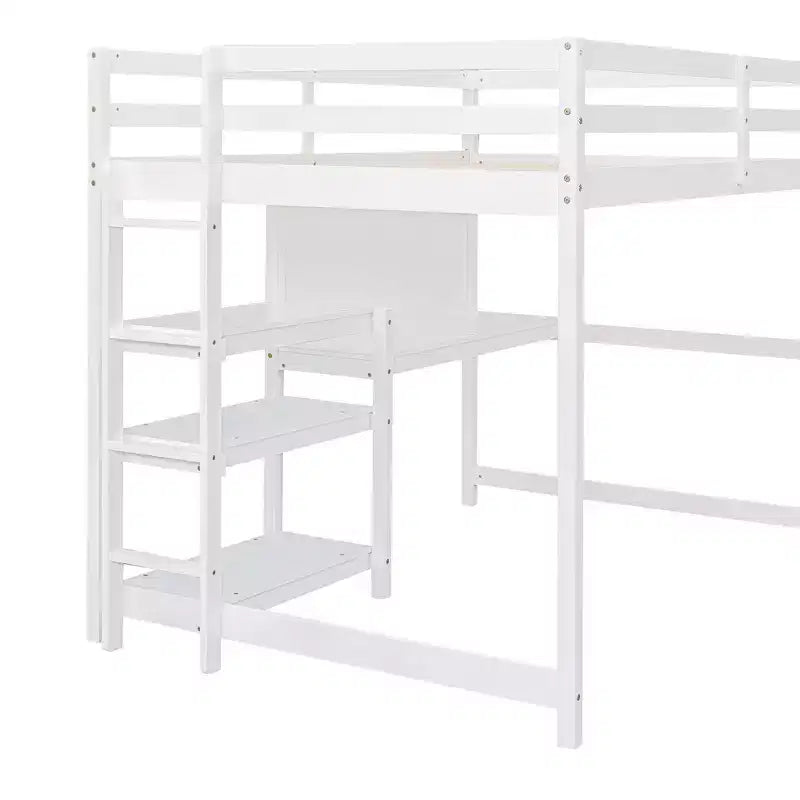 Luxystar Modern Loft Bed with Bookcase, Desk and Writing Board