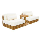 Christopher Knight Home Nolan Patio Modern Acacia Wood 3-Piece Patio Conversation Set with Oversized Club Chairs and Side Table
