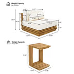 Christopher Knight Home Nolan Patio Modern Acacia Wood 3-Piece Patio Conversation Set with Oversized Club Chairs and Side Table