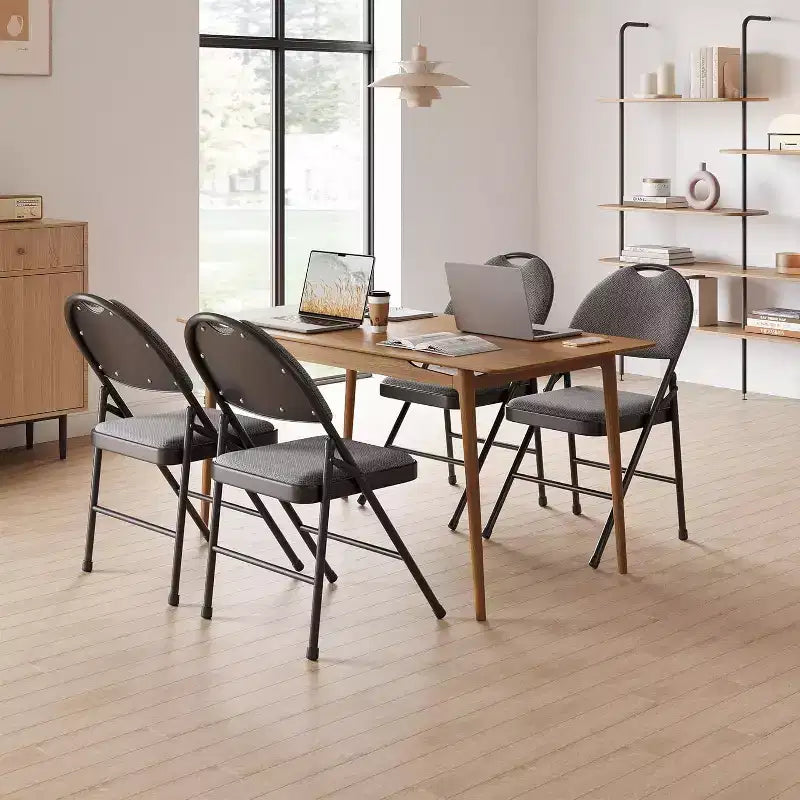 4-Pack Comfort Padded Linen Folding Chairs - Durable Metal Frame, Non-Slip Feet, Stackable for Home,Office,Dining,Indoor/Outdoor Guest Seating