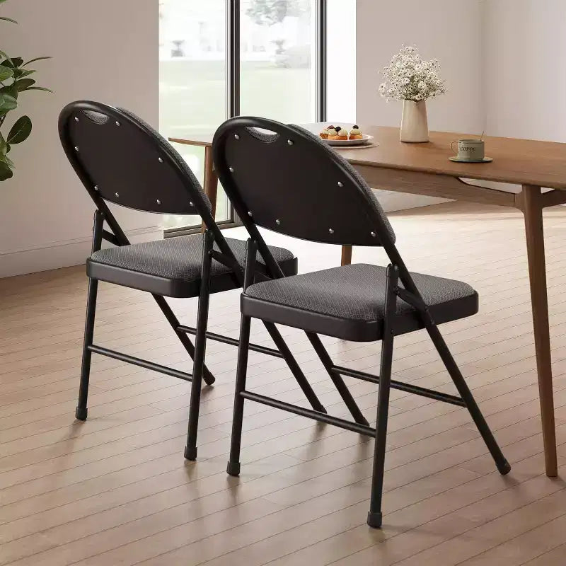 4-Pack Comfort Padded Linen Folding Chairs - Durable Metal Frame, Non-Slip Feet, Stackable for Home,Office,Dining,Indoor/Outdoor Guest Seating