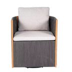 Ensemble de conversation d'extérieur pivotant ModernLuxe 2 ou 3 pièces, chaises pivotantes en rotin et bois d'acacia, ensemble de meubles de patio pour petits espaces