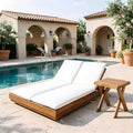 Christopher Knight Home Noemi Patio Acacia Wood Adjustable Backrest Double Sunlounge with Slatted Side Table