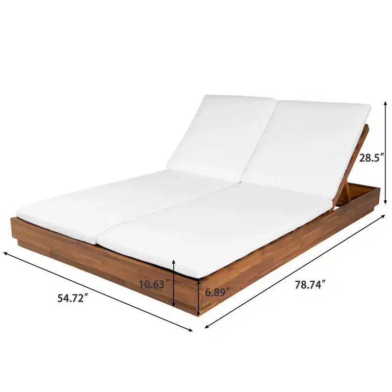 Christopher Knight Home Noemi Transat double en acacia avec dossier réglable et table d'appoint à lattes