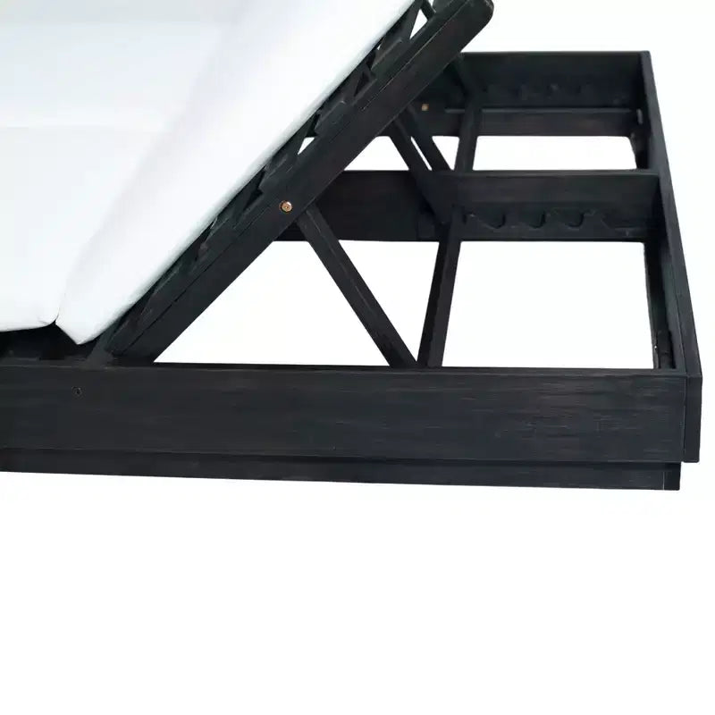 Christopher Knight Home Yara Bain de soleil double moderne en bois d'acacia avec table d'appoint en béton léger