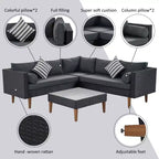 GDFStudio Landon, ensemble de conversation de 4 pièces en osier moderne pour patio, avec canapé en L, table et coussins
