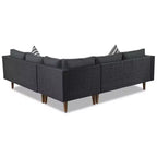 GDFStudio Landon, ensemble de conversation de 4 pièces en osier moderne pour patio, avec canapé en L, table et coussins