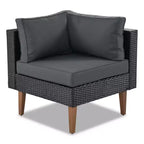 GDFStudio Landon, ensemble de conversation de 4 pièces en osier moderne pour patio, avec canapé en L, table et coussins