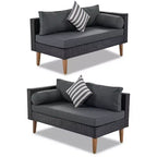 GDFStudio Landon, ensemble de conversation de 4 pièces en osier moderne pour patio, avec canapé en L, table et coussins