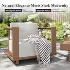 Captiva Designs Salon de jardin en rotin à grain de bois HDPE avec coussins épais