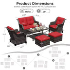 UPTIOT Outdoor Patio Set with Sofa, Rockers, Ottomans, and Coffee Table for Relaxing Backyard Comfort
