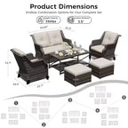 UPTIOT Outdoor Patio Set with Sofa, Rockers, Ottomans, and Coffee Table for Relaxing Backyard Comfort