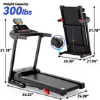 Tapis de course portable avec inclinaison, tapis de marche 3,25 CV avec barre de maintien, tapis de course pliable 3-en-1 pour la maison, le bureau, les petits espaces avec moteur silencieux sans balais