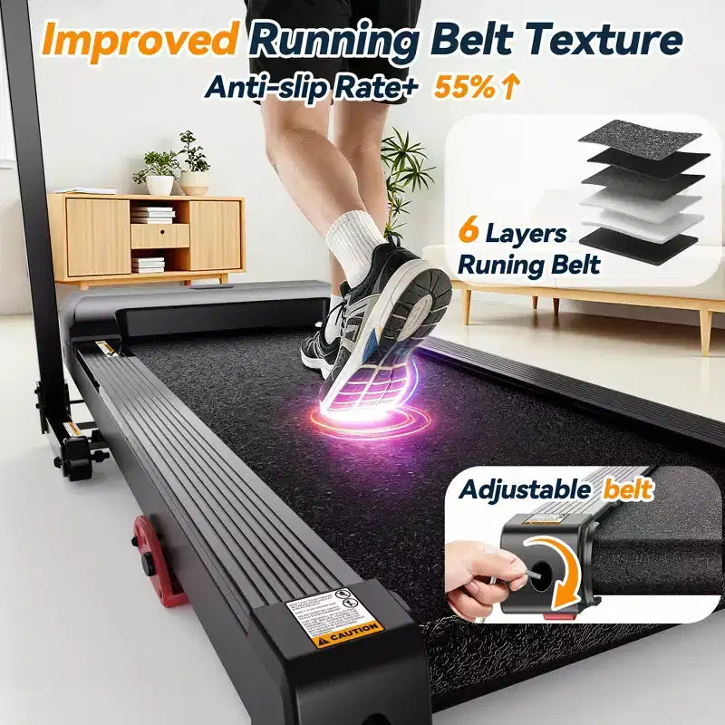 Tapis de course portable avec inclinaison, tapis de marche 3,25 CV avec barre de maintien, tapis de course pliable 3-en-1 pour la maison, le bureau, les petits espaces avec moteur silencieux sans balais