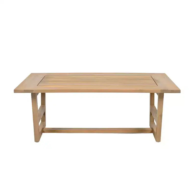 Ensemble de 5 meubles de patio ModernLuxe en bois d'acacia avec table basse, salon de jardin avec coussins beiges, finition teck clair