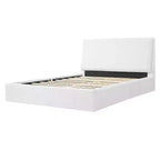Lit plateforme rembourré Queen/King Size - Lit minimaliste élégant avec tête de lit rembourrée ergonomique, blanc - ModernLuxe