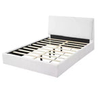 Lit plateforme rembourré Queen/King Size - Lit minimaliste élégant avec tête de lit rembourrée ergonomique, blanc - ModernLuxe