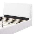 Lit plateforme rembourré Queen/King Size - Lit minimaliste élégant avec tête de lit rembourrée ergonomique, blanc - ModernLuxe