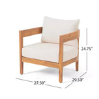 Christopher Knight Home Orin 3 Piece Patio Rustic Acacia Wood Chat Set with Thick Cushions