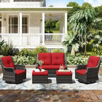 UPTIOT Modular Outdoor Set: 2-Seater Sofa, 2 Rockers & 2 Ottomans for Flexible Patio Comfort