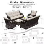 UPTIOT Modular Outdoor Seating Set with Sofas, Rocking Chairs, and Ottomans for Versatile Patio Comfort