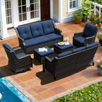 UPTIOT Modular Outdoor Seating Set with Sofas, Rocking Chairs, and Ottomans for Versatile Patio Comfort