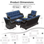 UPTIOT Modular Outdoor Seating Set with Sofas, Rocking Chairs, and Ottomans for Versatile Patio Comfort