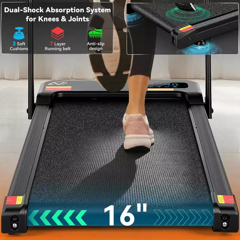 KRISRATE 6-in-1 3.5HP Walking Pad Treadmill with Vibration Plate and 12%/15% Incline, Under Desk Folding Treadmill for Home, Office