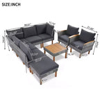 Whisen 9-Piece Patio Wicker Sectional Sofa Set, Outdoor Sofa Couch, Outdoor Conversation Set Furniture Set with Coffee Table, Washable Cushion - Gray