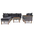 Whisen 9-Piece Patio Wicker Sectional Sofa Set, Outdoor Sofa Couch, Outdoor Conversation Set Furniture Set with Coffee Table, Washable Cushion - Gray