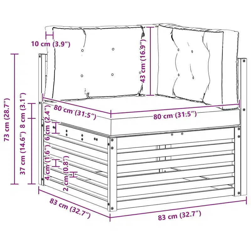 vidaXL Outdoor Corner sofa Solid Acacia Wood Natural