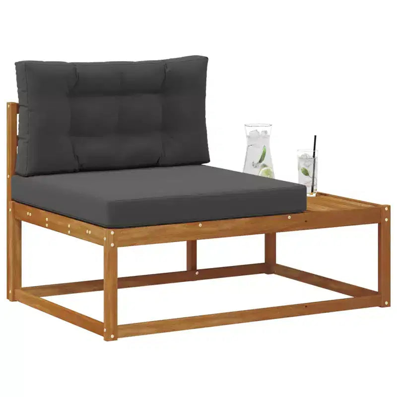 vidaXL Canapé d'angle d'extérieur avec coussin Naturel 115 x 83 x 73 cm