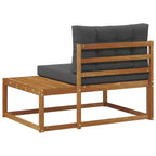 vidaXL Canapé d'angle d'extérieur avec coussin Naturel 115 x 83 x 73 cm