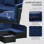 Ensemble de canapé de patio extérieur 6 pièces avec coussins, rotin synthétique résistant aux intempéries, section de canapé de 75 cm, table basse en verre pour l'extérieur
