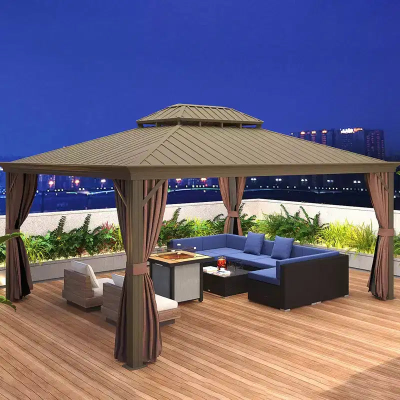 Ensemble de canapé de patio extérieur 6 pièces avec coussins, rotin synthétique résistant aux intempéries, section de canapé de 75 cm, table basse en verre pour l'extérieur